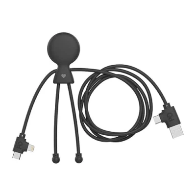 Abbildung von Xoopar USB 3 in1 Multi Kabel C, USB, Lightning Mr Bio Long 1m aus recyceltem Kunststoff Schnellladung Universal Ladegerät Iphone,Samsung,Xiaomi,Huawei,Wiko,LG Schwarz