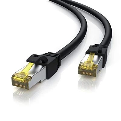 Abbildung von CSL 25m Cat 7 Outdoor Netzwerkkabel Gigabit Ethernet LAN Kabel 10000 Mbit S Patchkabel Cat.7 Rohkabel FTP Pimf Schirmung mit RJ 45 Stecker abriebfest ölbeständig wasserfest IP66