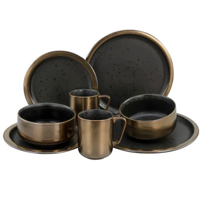 Abbildung von CreaTable Kombiservice &quot;Modern Industrial&quot;, (Set, 8 tlg., Kaffeeservice und Tafelservice im Set, für 2 Personen), Service, Spezialglasur, glänzende Sprenkel, Teile, Personen