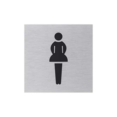 Abbildung von Metafranc Klebeschild Symbol: Damen 80 x mm Aus Aluminium In moderner Edelstahl Optik Selbstklebende Rückseite / Beschilderung Infoschild Gewerbekennzeichnung 507150