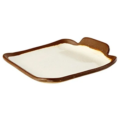 Abbildung von APS 84567 Teller CROCKER, 14 x 13 cm, Höhe 2,5 Melamin, creme mit braunem Rand
