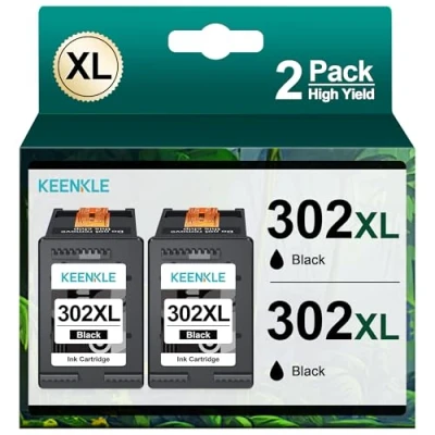 Abbildung von KEENKLE 302 XL Schwarz Druckerpatronen Kompatibel für HP Envy 4525 4520 4527 DeskJet 3630 3636 2130 Officejet 4655 5230 3830 3831 3834