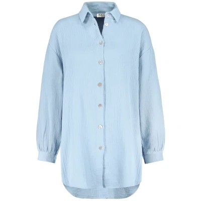 Abbildung von Sublevel Lange Hemdbluse, Damen, Größe: M/L, Light blue