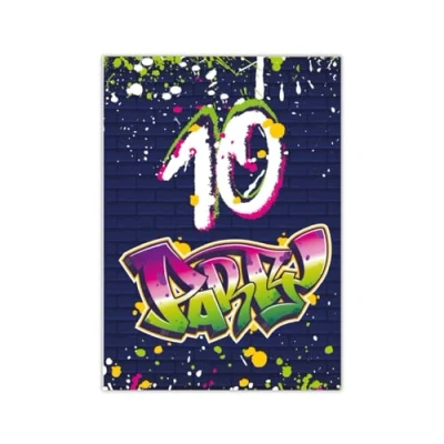Abbildung von JUNAPACK Einladungskarten Graffiti zum Kindergeburtstag Mädchen Jungen Einladungen neon, 10. Geburtstag mit Motiv