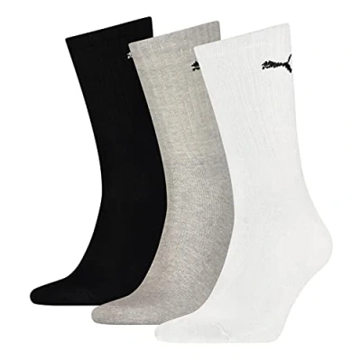 Abbildung von Puma Unisex Crew Socken, Weiß/Grau/Schwarz, 43/46 (3er Pack)