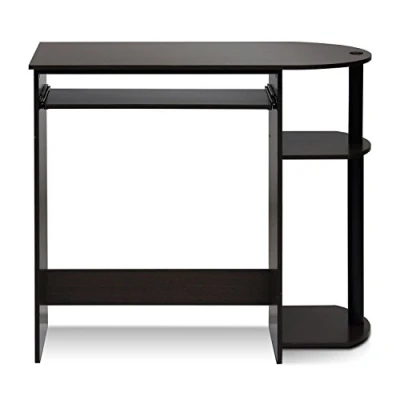 Abbildung von Furinno Computertisch/Schreibtisch, Dunkelbraun/Schwarz, 40.01 x 73.03 cm