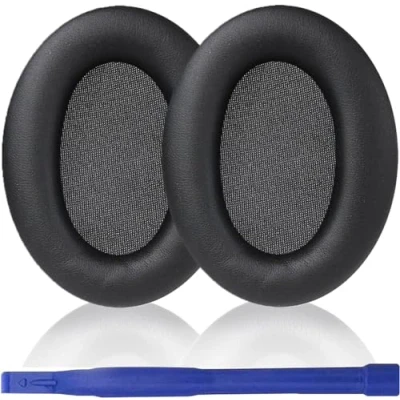 Abbildung von Aiivioll WH 1000XM3 Ohrpolster, Kompatibel mit Sony Over Ear Kopfhörern, Headset Ohrpolster Ersatzteile, Memory Foam Protein Leder Ohrpolster,Ohrmuscheln, Reparaturteile(Schwarz)