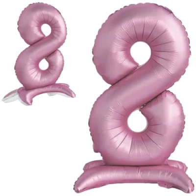 Abbildung von Luftballon 8. Geburtstag Zahl 8 Rosa Stehende XXL Riesen Folienballon 82cm Geburtstagsdeko Mädchen Ballon Deko zum Geburtstag.