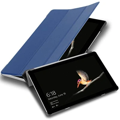 Abbildung von Cadorabo Hülle kompatibel mit Microsoft Surface GO Tablethülle ohne Auto Wake Up aus Premium Kunst Leder Flip Klappbare Stoßfeste Magnetische Cover für Tasche in Blau