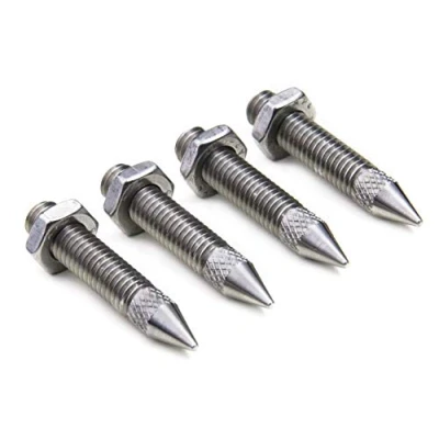 Abbildung von PrecisionGeek Lautsprecherspikes mit gerändeltem Rand, massivem Edelstahl M6 Gewinde, Sicherungsmuttern im Lieferumfang enthalten für HiFi Lautsprecher, Ständer, Soundbars 4er Set