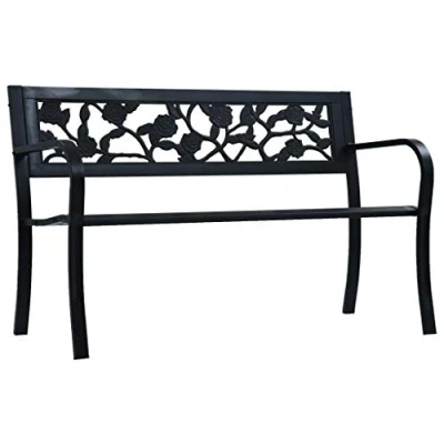 Abbildung von vidaXL Gartenbank Parkbank Sitzbank Gartenmöbel Metallbank Terrassenbank Balkonbank Bank Garten Balkon Terrasse 125cm Schwarz Stahl