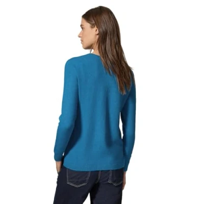Abbildung von Cecil MIT Vausschnitt Strickpullover, Damen, Größe: Medium, Türkis