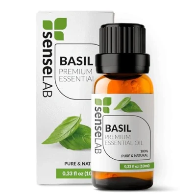 Abbildung von Ätherisches Basilikumöl 100% Reines, Natürliches, Für Die Therapeutische Anwendung Geeignetes Konzentrations Und Entspannungsöl Haarpflegeöl Schutz Draußen (10 ml)