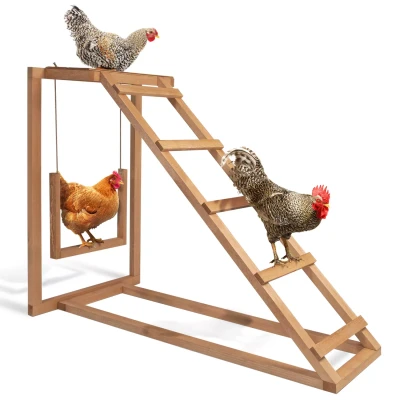 Abbildung von IDMarket Spielplatz aus Holz für Hühner mit Schaukel und Sitzstange