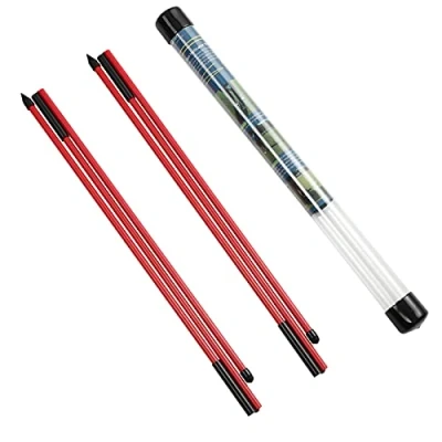 Abbildung von Rhino Valley Golf Alignment Sticks Richtungsanzeige, 2 Stück Klappbar Golfübungsstangen mit Durchsichtigem Aufbewahrungsrohr, Tragbar Ausrichtungsstab zum Zielen Putten Trainer, Rot