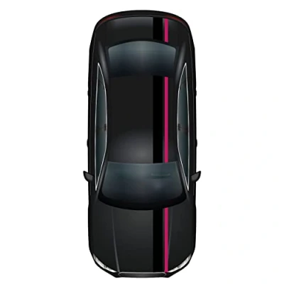 Abbildung von Finest Folia Rennstreifen Racing Stripes 5mx15cm und 10mx5cm Rallystreifen Viperstreifen für Fahrzeuge Auto Kfz Zubehör Tuning Streifen Motorhaube Dach Heck (Schwarz Glanz/Pink)