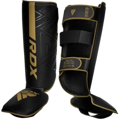 Abbildung von RDX Schienbeinschoner Kickboxen Kampfsport Muay Thai Training, Maya Hide Leder Kara Thaiboxen Schienbeinschutz, Schienbeinschützer Sparring Boxen Krav MAGA MMA Karate Taekwondo (MEHRWEG)