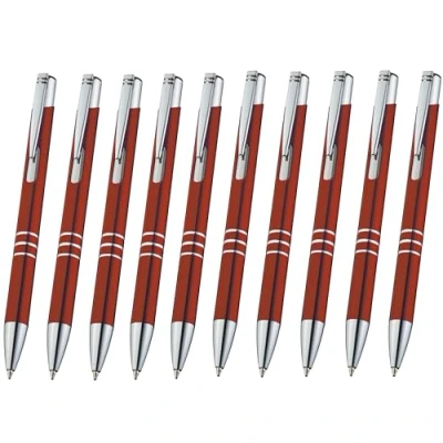 Abbildung von Libetui Set 10 Kugelschreiber Metall Dunkelrot Metallkugelschreiber bordeaux Kuli Weinrot Druckkugelschreiber nachfüllbare Großraummine Blaue Tinte Dunkelrote Kulischreiber