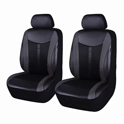 Abbildung von Flying Banner Pu Leder Und Mesh Ermöglicht Universelle Auto Sitzbezüge Sets Sit Airbag Kompatibel (Schwarz, 2 Vordersitze)