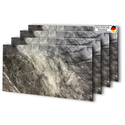 Abbildung von AS Country Stone Wandpaneele in Marmoroptik 60x120 cm 4 Stück PVC Wandverkleidung aus Kunststoffplatten für Küche, Bad &amp; mehr Küchenrückwand Platte Wandpaneel Shadow