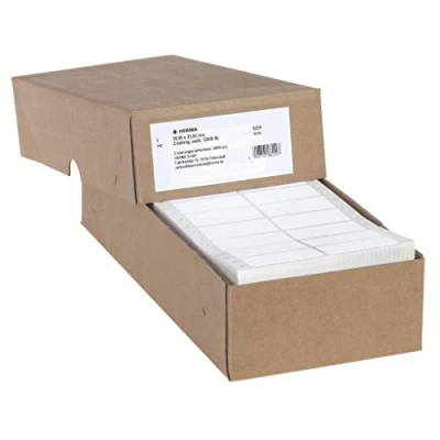 Abbildung von HERMA 8229 Computeretiketten endlos, 50,8 x 23,0 mm, 2 bahnig, 12000 Stück, selbstklebend, Endlosetiketten Aufkleber mit Führungslochrand, matt, blanko Papier Computer Etiketten, weiß