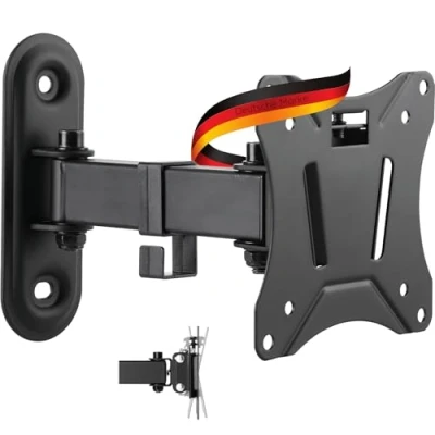 Abbildung von Schwaiger 719390 TV Wandhalterung, (bis 29 Zoll, neigbar, schwenkbar, bis 25kg, 100x100mm, integrierte Kabelführung, schwarz)