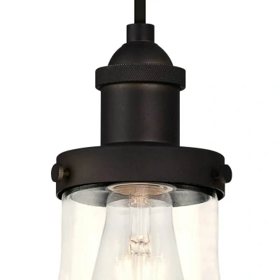 Abbildung von Westinghouse Lighting Einflammige Pendelleuchte, Ausführung geölte Bronze mit klarem Tropfenglas, Glas, 1 W, Tropfen Klarglas, 14 x 160 cm, 6338340