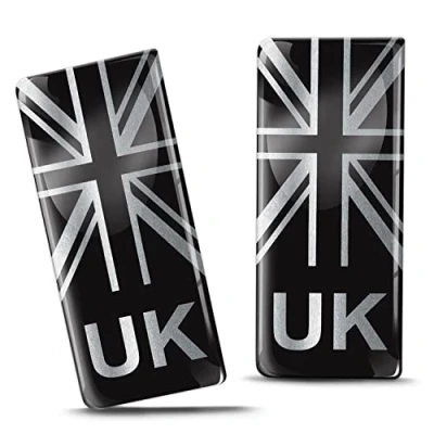 Abbildung von Biomar Labs 2 x 3D Gel Silikon Aufkleber Nummernschild Kennzeichen JDM Tuning Auto Motorrad UK Großbritannien Flagge United Kingdom Brexit Stickers QS 10