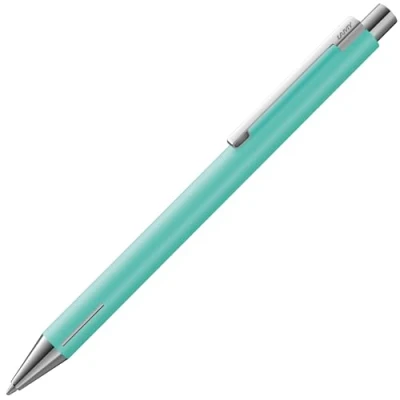 Abbildung von Lamy econ Kugelschreiber 240 aus Edelstahl in lagoon matt und markant gebogenem Clip, inkl. Großraummine M 16 schwarz Strichbreite