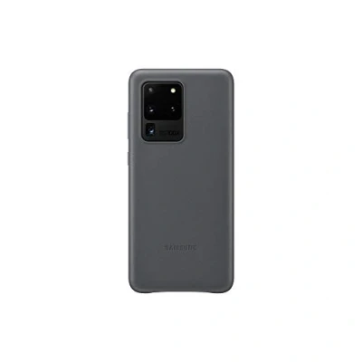 Abbildung von Samsung Leather Smartphone Cover EF VG988 für Galaxy S20 Ultra Handy Hülle, echtes Leder, Schutz Case, stoßfest, premium, grau