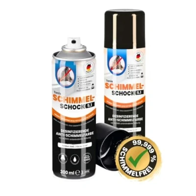 Abbildung von Tonis SCHIMMELSCHOCK 2er Set 5.1 Anti Schimmel Farbe mit 99,999% antimikrobieller Wirkung Sprühfarbe für ca. 1,5 qm, wissenschaftlich nachgewiesene Sofortwirkung Effektiv und zuverlässig
