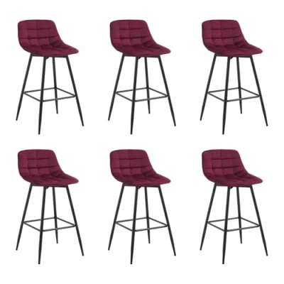 Abbildung von WOLTU 6er Set Barhocker Barstuhl Hocker Tresenhocker Bistrohocker Design Stuhl Samt Metall Bordeaux BH143bd 6