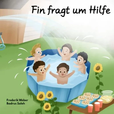 Abbildung von Fin fragt um Hilfe: Eine Geschichte in der lernt Hilfe zu fragen, seinen Pool im Sommer aufzustellen