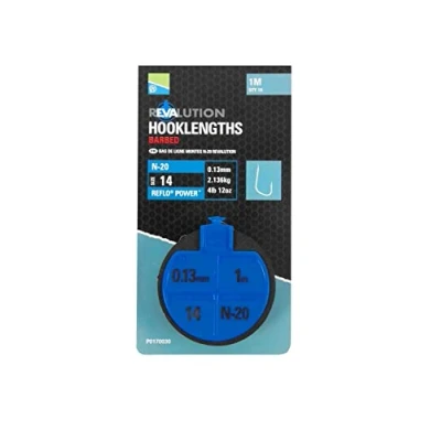 Abbildung von Preston Revalution Hakenlänge N 20 Größe 14 / 0.13mm 2.1kg Friedfisch Vorfächer