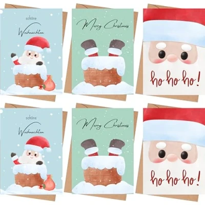 Abbildung von MOKY Weihnachtskarten Santa 6er Set Postkarten mit Umschlag