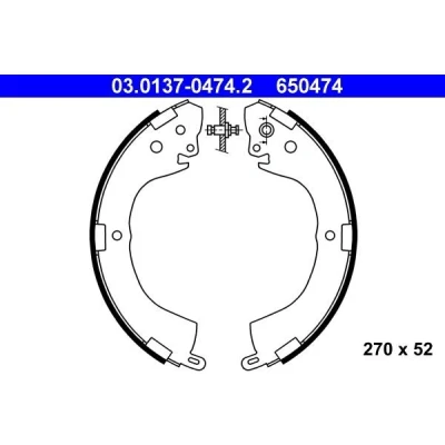 Abbildung von ATE 03.0137 0474.2 Bremsbacken 270 52 ohne Hebel MITSUBISHI: L200 III Pickup, / Triton IV Pickup