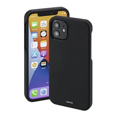 Abbildung von Hama Hülle für iPhone 12 und Pro kompatibel mit MagSafe (Magnetische induktives Laden, Handyhülle schützt vor Stößen, Kratzern Schmutz, elegantes Case aus Kunstleder) schwarz
