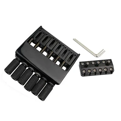 Abbildung von Guyker 6 Saiten Steg Saitenhalter und Bridge Saitenschloss für Headless Gitarre Zubehör Schwarz