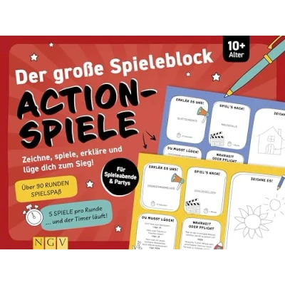 Abbildung von Der große Spieleblock Action Spiele: Zeichne, spiele, erkläre und lüge dich zum Sieg! Für Spieleabende &amp; Partys