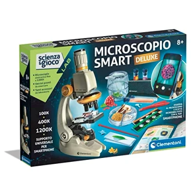 Abbildung von Clementoni Lab Smart Deluxe Labor, Optisches Mikroskop für Kinder, Experimente der Wissenschaft, 8 Jahre (italienische Version), 19310