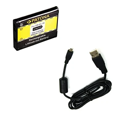 Abbildung von bg akku24 Akku und Ladekabel, Datenkabel, USB Kabel für Nikon Coolpix A100,A300,S01,S32,S2500,S2600,S2700,S2800,S2900,S3100,S3200,S3300,S3400,S3500,S3600,S3700,S4100,S4150,S4200,S4300,S4400,S5200