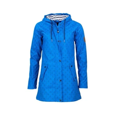 Abbildung von mh michael heinen Damen Regenjacke Borkum, Friesennerz, Anker Motiv, Regenparka mit Kapuze, Regenmantel wasserdicht, Winddicht French Blue 38