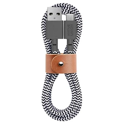 Abbildung von Native Union Belt Cable USB C auf A 4ft Ultra Starkes Ladekabel mit Lederschlaufe, kompatibel iPhone 16, Samsung Galaxy Z Fold 6, Flip S24 Ultra, Pixel 9 Pro, iPad Pro (Zebra)