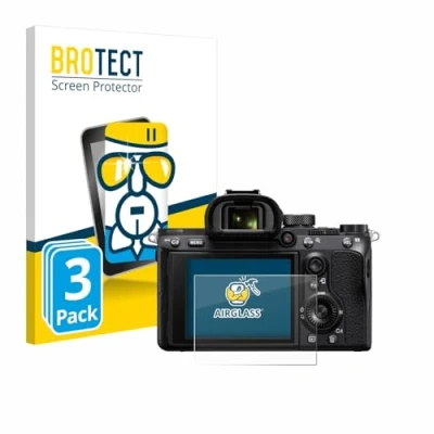 Abbildung von BROTECT Schutzglas für Sony Alpha 7 III / 7R II 7S (3 Stück) Schutzfolie Panzer Folie Glas [Extrem Kratzfest 9H, Anti Fingerprint,