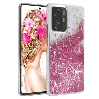 Abbildung von EAZY CASE Hülle kompatibel mit Xiaomi 11T 5G / Pro Schutzhülle Flüssig Glitzer, Handyhülle, Schutzhülle, Back Cover Glitter Flüssigkeit, TPU/Silikon, Transparent/Durchsichtig, Pink