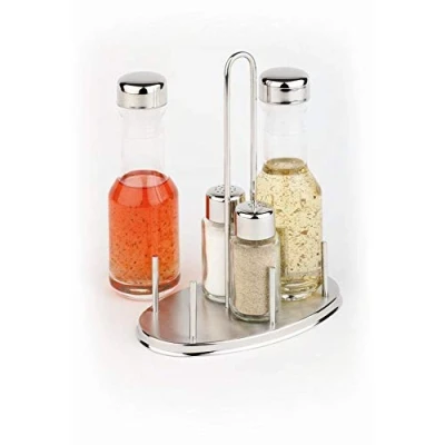 Abbildung von APS 40440 Menage &quot;CLASSIC&quot;, 14,5 x 8,5 cm, Höhe 23 Set besteht aus: Essig und Öl Flasche, Ständer aus Edelstahl