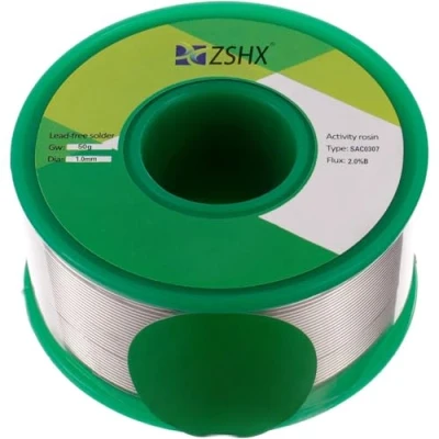 Abbildung von ZSHX Bleifreier Lötdraht Sn99 Ag0.3 Cu0.7 Kolophoniumkern(Rosin Core Solder) zum elektrischen Löten (1.0mm 50g)