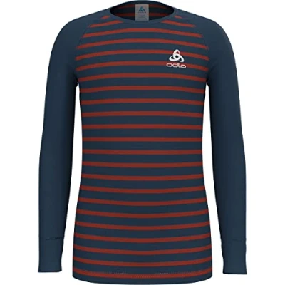 Abbildung von Odlo Kids Funktionsunterwäsche Langarm Shirt mit Streifen Print ACTIVE WARM ECO, blue wing teal ketchup, 104