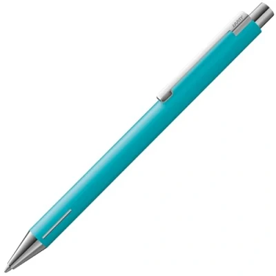 Abbildung von Lamy econ Kugelschreiber 240 aus Edelstahl in sea matt und markant gebogenem Clip, inkl. Großraummine M 16 schwarz Strichbreite