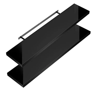 Abbildung von Casaria Wandregal, Schwarz mit Halterung 50 110 cm Schwebend 15 kg Tragkraft Wohnzimmer